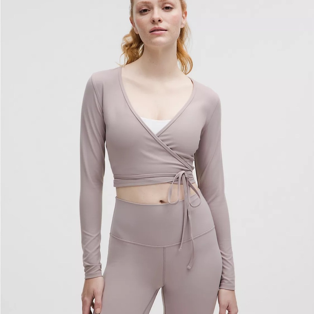 lululemon athletica mauve grey Wrap Crop Top